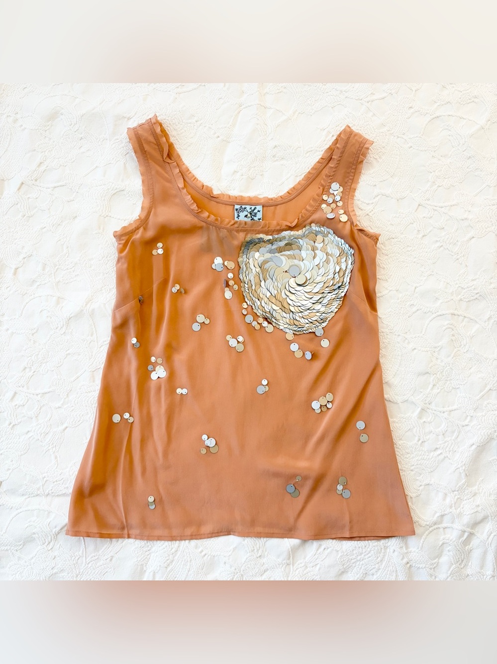 Anthropologie Tabitha Silk Sequin Tank Top Size 4